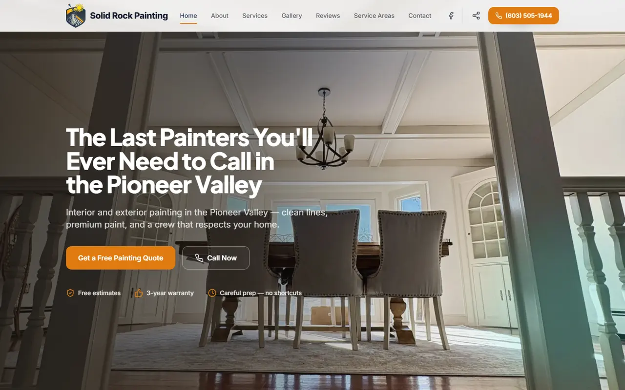The Solid Rock Painting homepage, running on the platform